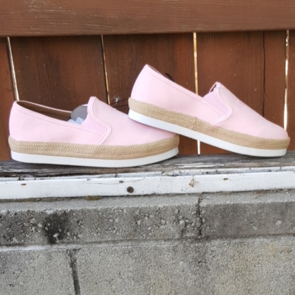 Pink Faux Suede Espadrille Slip On Sneakers - Picture 1 of 6